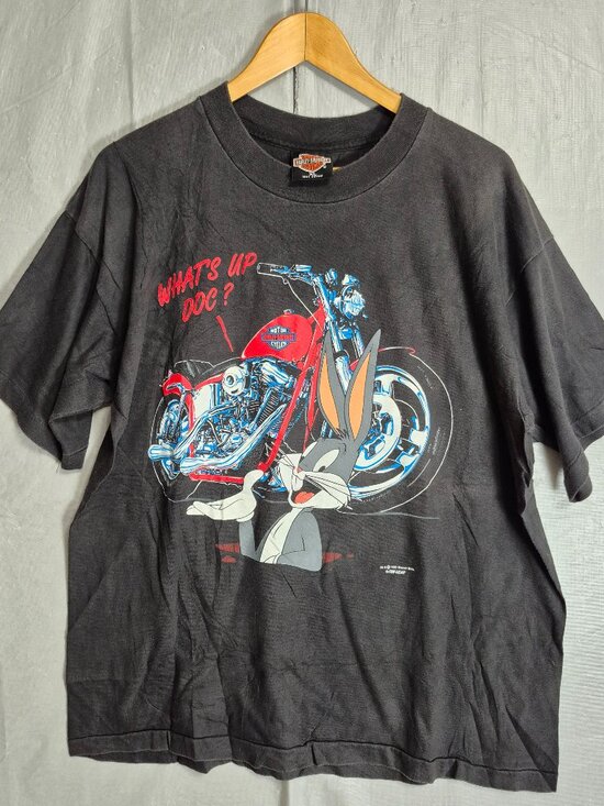 Harley-Davidson Other - Rare Vtg 90s Harley Davidson Bugs Bunny Whats up doc Tee Single stitch XL 0701